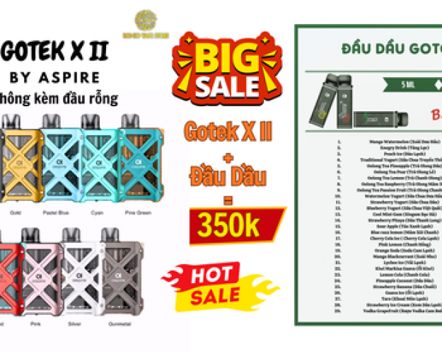 (Big Sale) Combo Sale Gotek II by Aspire + đầu pod có vị Gotek