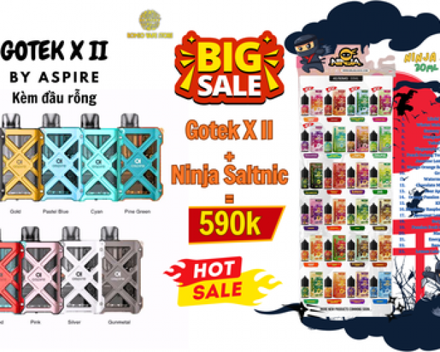 (Big Sale) Gotek II by Aspire (kèm rỗng) + Ninja Saltni 40mg 30ml