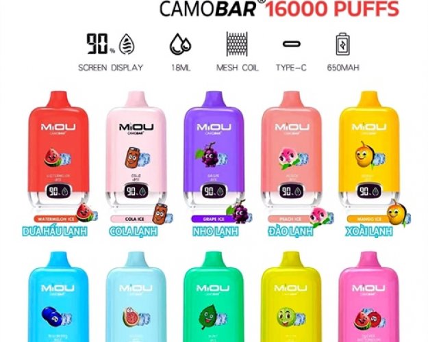 Miou Camobar 16000 Hơi - 5%MG - Lychee Watermelon ( Dưa Hấu Vải )